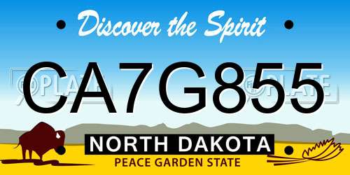 CA7G855 North Dakota License Plate