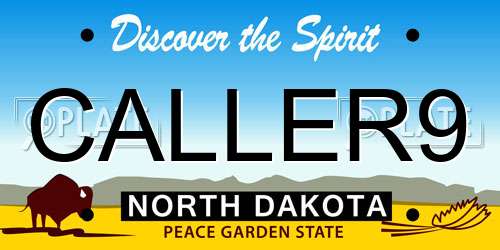CALLER9 North Dakota License Plate