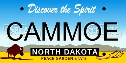 CAMMOE North Dakota License Plate
