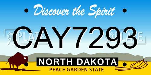 CAY7293 North Dakota License Plate