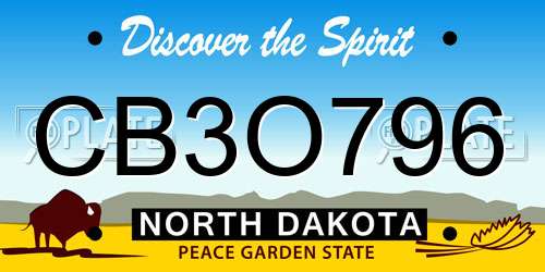 CB3O796 North Dakota License Plate