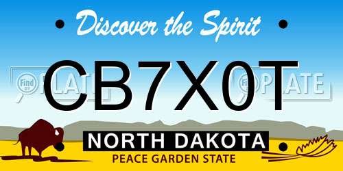 CB7X0T North Dakota License Plate
