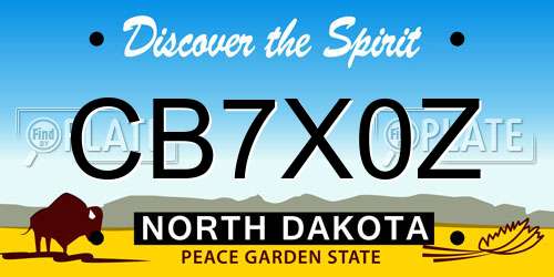 CB7X0Z North Dakota License Plate
