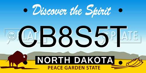CB8S5T North Dakota License Plate