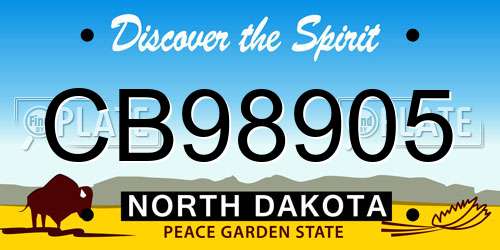 CB98905 North Dakota License Plate