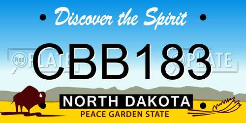 CBB183 North Dakota License Plate