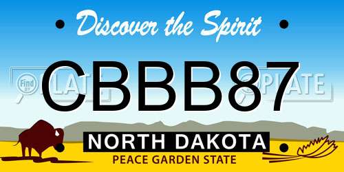 CBBB87 North Dakota License Plate