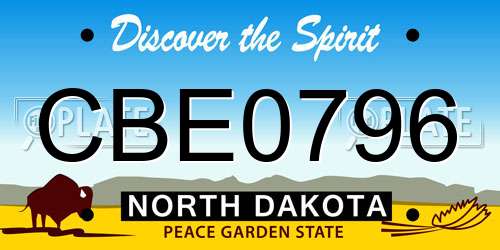 CBE0796 North Dakota License Plate