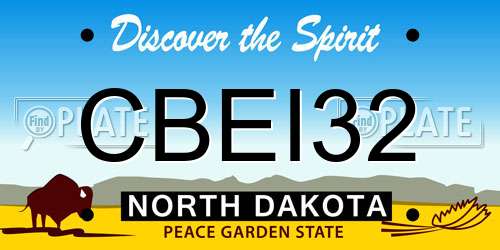 CBEI32 North Dakota License Plate