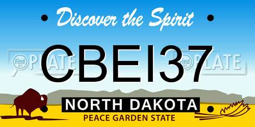 CBEI37 North Dakota License Plate