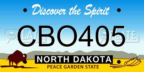CBO405 North Dakota License Plate