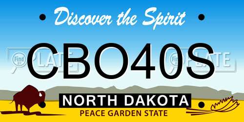 CBO40S North Dakota License Plate
