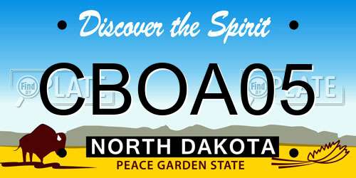 CBOA05 North Dakota License Plate