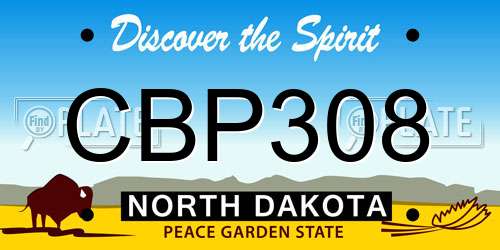 CBP308 North Dakota License Plate