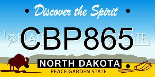 CBP865 North Dakota License Plate