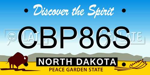 CBP86S North Dakota License Plate