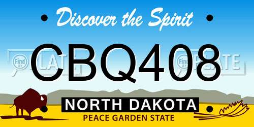 CBQ408 North Dakota License Plate