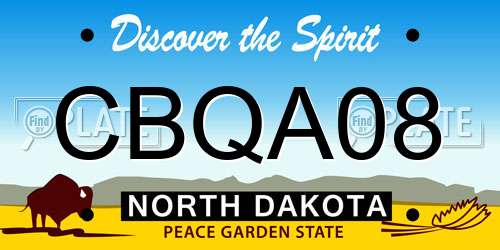 CBQA08 North Dakota License Plate