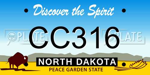 CC316 North Dakota License Plate