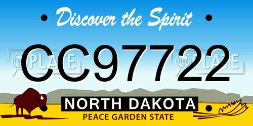 CC97722 North Dakota License Plate