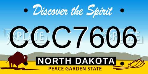 CCC7606 North Dakota License Plate
