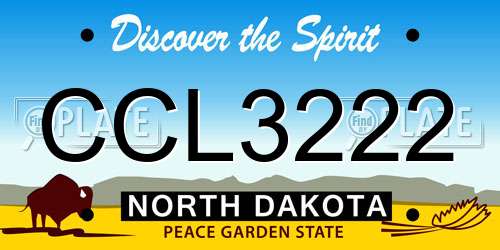 CCL3222 North Dakota License Plate
