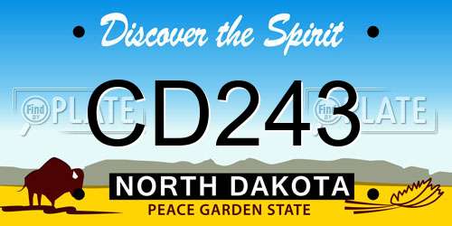 CD243 North Dakota License Plate