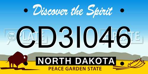 CD3I046 North Dakota License Plate