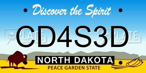 CD4S3D North Dakota License Plate