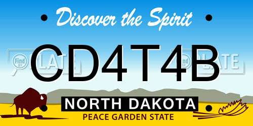 CD4T4B North Dakota License Plate