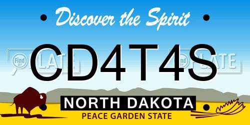 CD4T4S North Dakota License Plate
