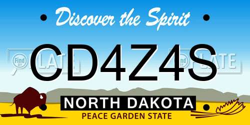 CD4Z4S North Dakota License Plate