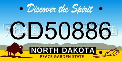 CD50886 North Dakota License Plate