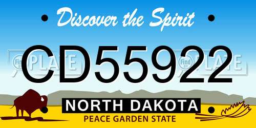 CD55922 North Dakota License Plate