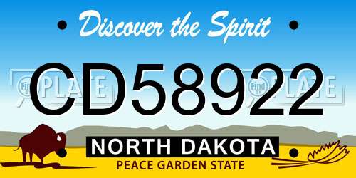 CD58922 North Dakota License Plate
