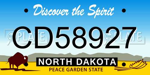 CD58927 North Dakota License Plate
