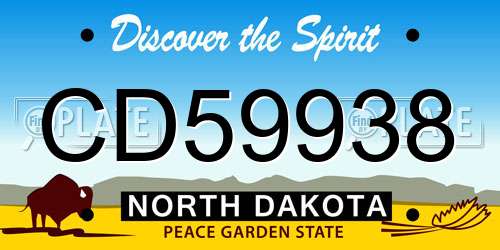 CD59938 North Dakota License Plate