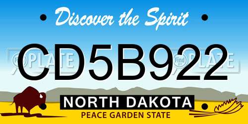 CD5B922 North Dakota License Plate