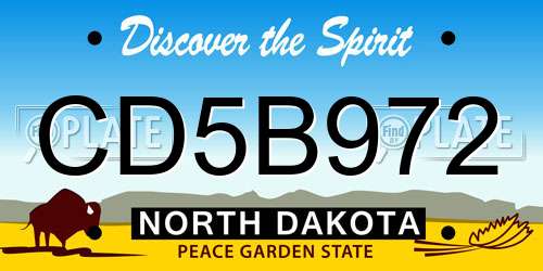 CD5B972 North Dakota License Plate