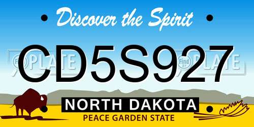 CD5S927 North Dakota License Plate