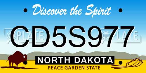 CD5S977 North Dakota License Plate