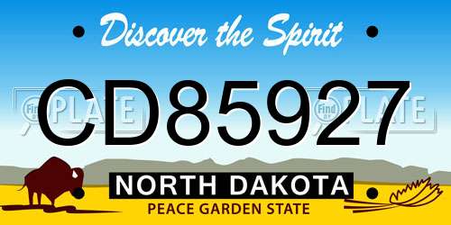 CD85927 North Dakota License Plate