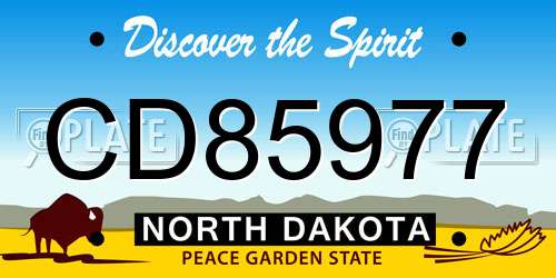 CD85977 North Dakota License Plate