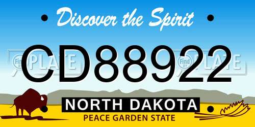 CD88922 North Dakota License Plate