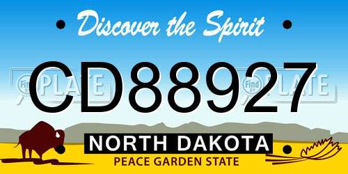 CD88927 North Dakota License Plate