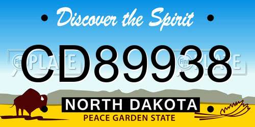 CD89938 North Dakota License Plate