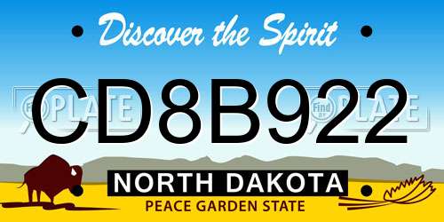 CD8B922 North Dakota License Plate