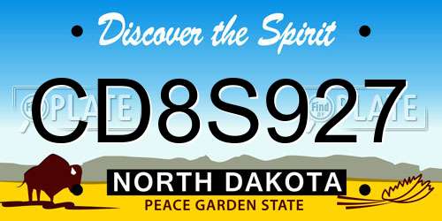 CD8S927 North Dakota License Plate