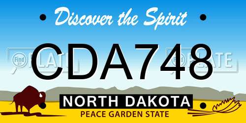 CDA748 North Dakota License Plate