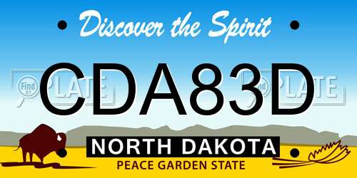 CDA83D North Dakota License Plate